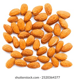 Almond nuts background. Vector backdrop top view