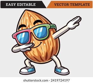 Almond Nuts Dabbing Vector. Almond logo. Isolated almond on a white background. eps. This artwork looks great on print and the web. Hopefully, you will like it.