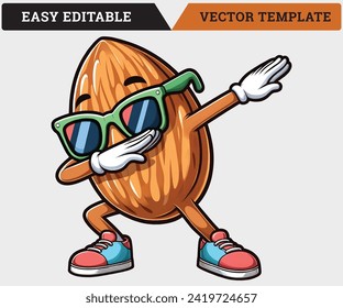 Almond Nuts Dabbing Vector. Almond logo. Isolated almond on white background. eps. This artwork looks great on print and the web. Hopefully, you will like it.