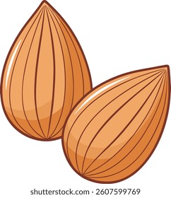 Almond Nuts Flat Vector Illustration | Logo Icon | Clipart Design | Healthy Snack Graphic