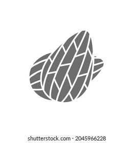 Almond nuts grey icon. Isolated on white background