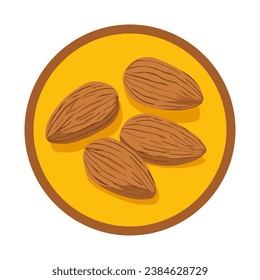 Almond nuts icon - labeling for healthy breakfast, meals, desserts. Isolated Vector sticker for food 