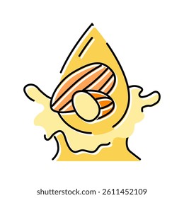 almond oil liquid yellow color icon vector. almond oil liquid yellow sign. isolated symbol illustration