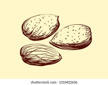 Almond on a beige background