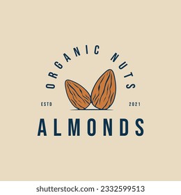 almond organic nuts logo vintage vector illustration design