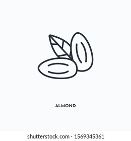 Almond outline icon. Simple linear element illustration. Isolated line Almond icon on white background. Thin stroke sign can be used for web, mobile and UI.