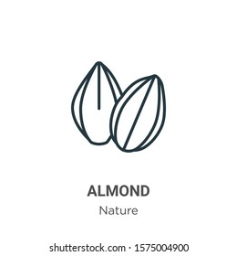 Almond outline vector icon. Thin line black almond icon, flat vector simple element illustration from editable nature concept isolated on white background