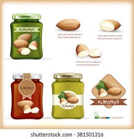 Almond packaging .vector