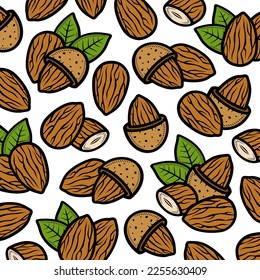 Almond pattern background set. Collection icons almond. Vector