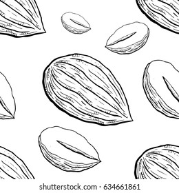 almond pattern on white background
