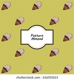 The almond pattern in the style of pointillism on a light green background - Vector Illustration