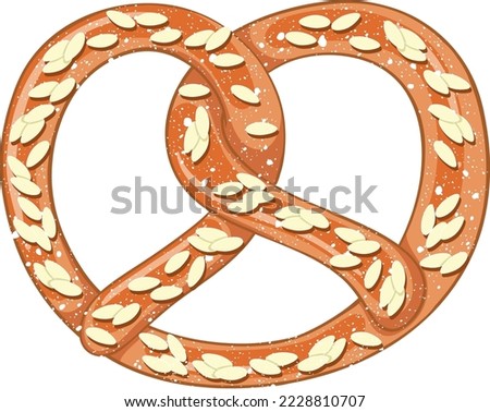 Almond pretzel bread islated illustration