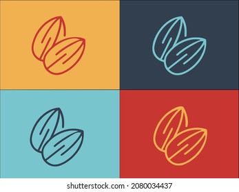 Vorlage für das Mandelprotein, einfaches, flaches Symbol für Eiweiß, Lebensmittel, gesund