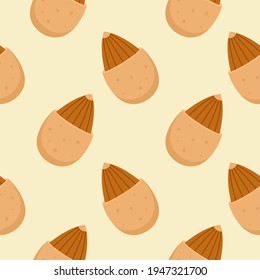 almond seamless pattern flat design vector illustration