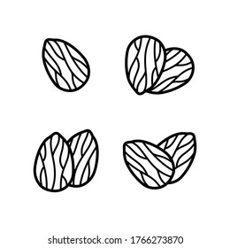 Almond set. Collection icon almond. Vector