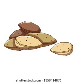 Almond in shell icon. Cartoon of almond in shell vector icon for web design isolated on white background
