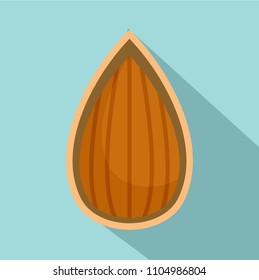 Almond in shell icon. Flat illustration of almond in shell vector icon for web design