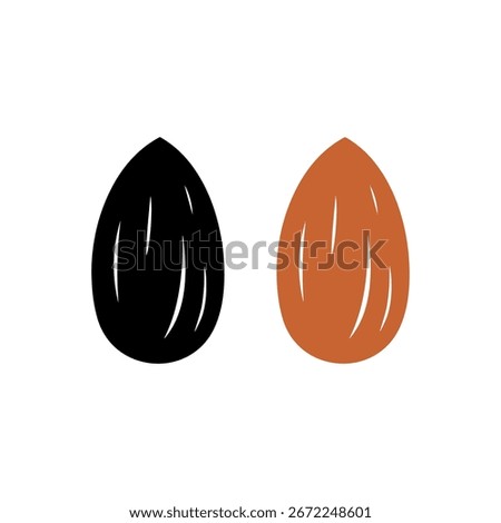Almond silhouette vector flat illustration design. simple almond icon. Single almond illustration.