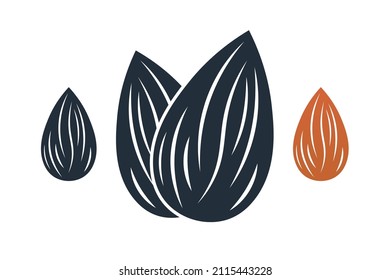 Almond. Simple icon set. Flat style element for graphic design. Vector EPS10 illustration