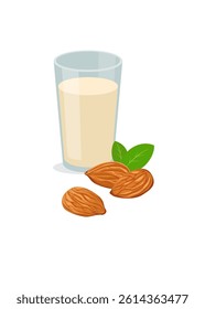 Almond Smoothie Milkshake Vector Illustration. Stock Illustration.