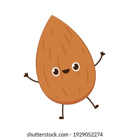 Almond vector. Almond character design. Almond on white background.