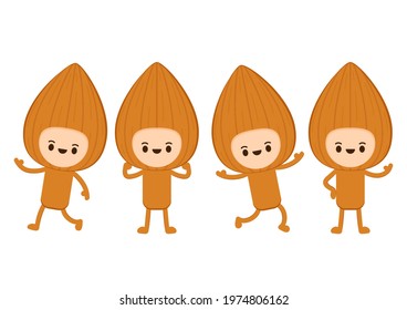 Almond vector. Almond character design. Almond on white background. Almond costume.