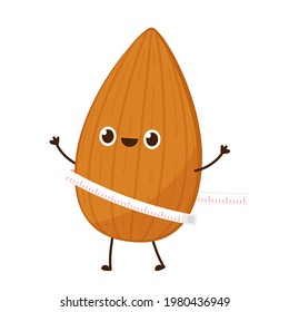 Almond vector. Almond character design. Almond on white background.