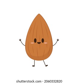 Vector de almendra. Diseño de caracter de almendra. Almond de fondo blanco.