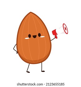 Vector de almendra. Diseño de caracter de almendra. Almond de fondo blanco.