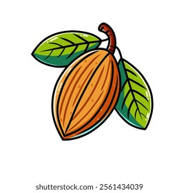 almond vector design illustration, almond icon, almond logo, almond fruit, great as a sticker.