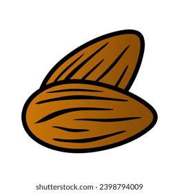 Almond vector icon. Vector illustration isolated on white background. 