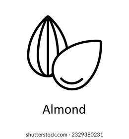 Icono de diseño del contorno del vector de almendra. Símbolo de comida y bebida sobre fondo blanco archivo EPS 10 