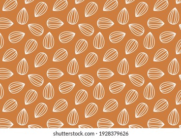 Almond vector. Almond pattern wallpaper. Almond doodle symbol.