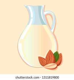 almond vegan milk vector illustration