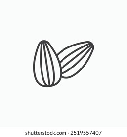 Almondline na cor preta da linha fina. ilustração simples de símbolos vetoriais planos.
