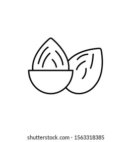Almonds icon. Simple line, outline vector of organic food icons for ui and ux, website or mobile application
