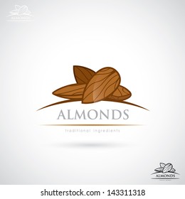 Almonds label - vector illustration