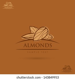 Almonds label - vector illustration