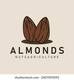almonds nuts vintage logo icon and symbol vector illustration minimalist design