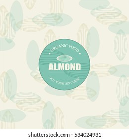 almonds template - vector design elements and pattern for chocolate packaging, label, banner, poster, identity, branding. background in linear style.