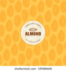 almonds template - vector design elements and pattern for chocolate packaging, label, banner, poster, identity, branding. background in linear style.