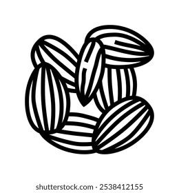 almonds vegan food line icon vector. almonds vegan food sign. isolated contour symbol black illustration