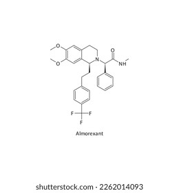 Almorexant flat skeletal molecular structure Orexin antagonist drug used in insomnia treatment. Vector illustration.