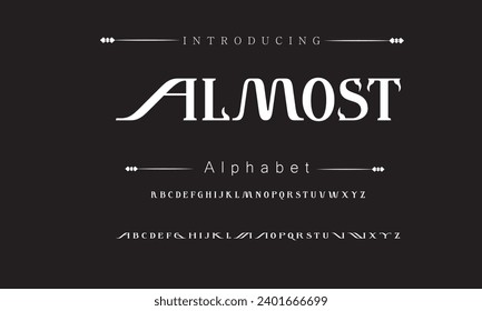 Almost Elegant Font Uppercase Lowercase and Number. Classic Lettering Minimal Fashion Designs. Typography modern serif fonts regular decorative vintage concept. vector illustration