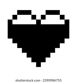 Almost filled black heart line icon. Emoji, valentine's day, relationships, love, life, health, game, treatment, applications, pixel style. Multicolored icon on white background