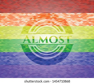 Almost on mosaic background with the colors of the LGBT flag