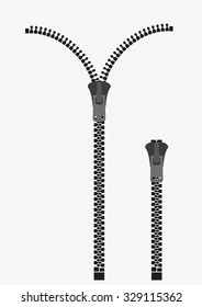 almost  open and closed zipper and full closed zipper
