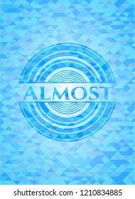 Almost realistic light blue emblem. Mosaic background