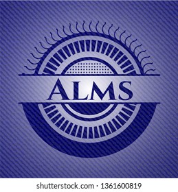 Alms badge with denim background