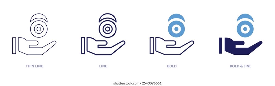 Alms icon in 4 different styles. Thin Line, Line, Bold, and Bold Line. Duotone style. Editable stroke.